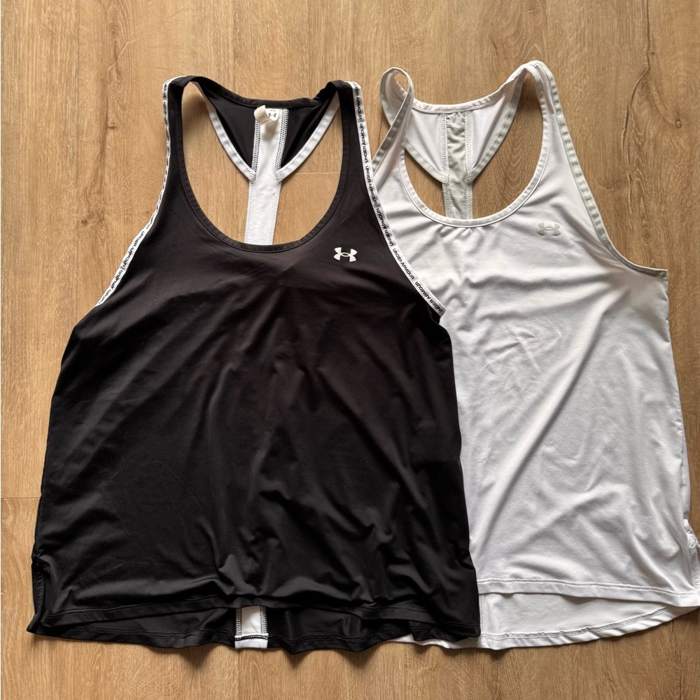 Under Armour Black and White Racerback Tanks